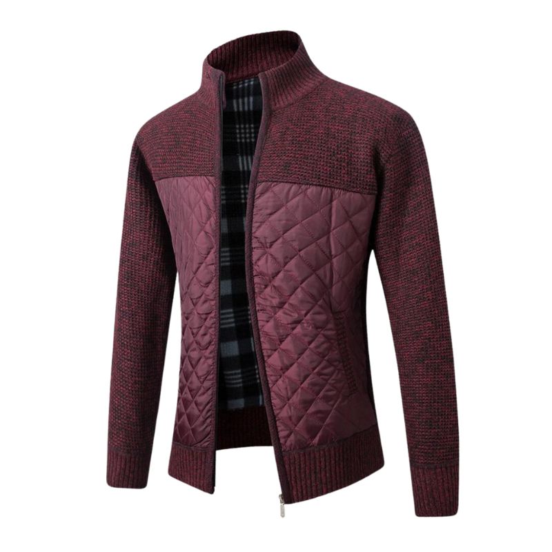 Elegante slim fit winterjas voor heren in bordeaux, met een slanke pasvorm en luxe textuur, perfect voor koude dagen.