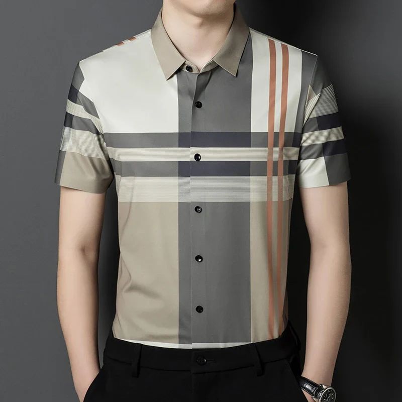 Stijlvol formeel herenpoloshirt met modern ruitpatroon 