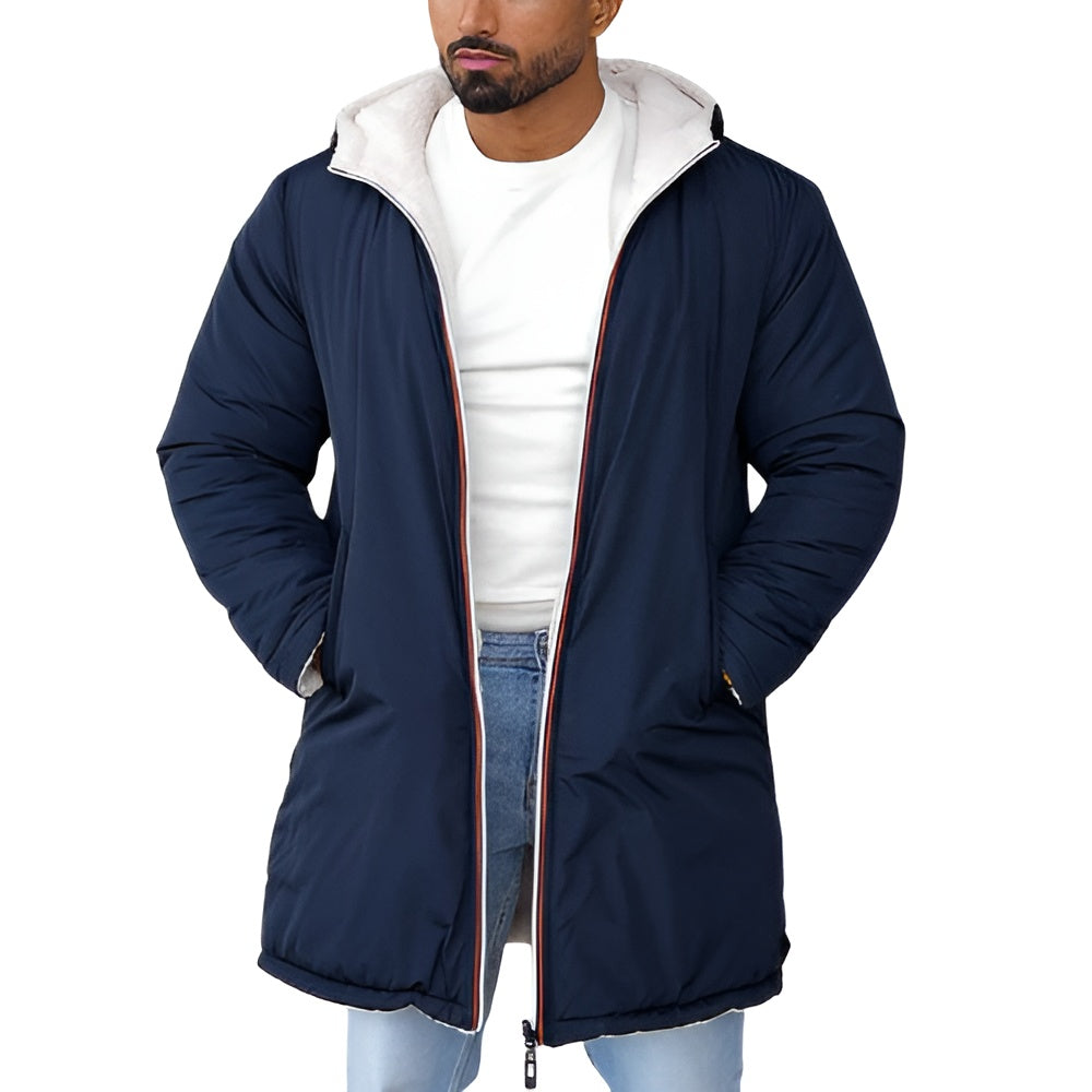 Gezellig omkeerbaar winterjack voor heren met waterafstotende en fleece-opties, perfect voor koud weer en veelzijdige looks.