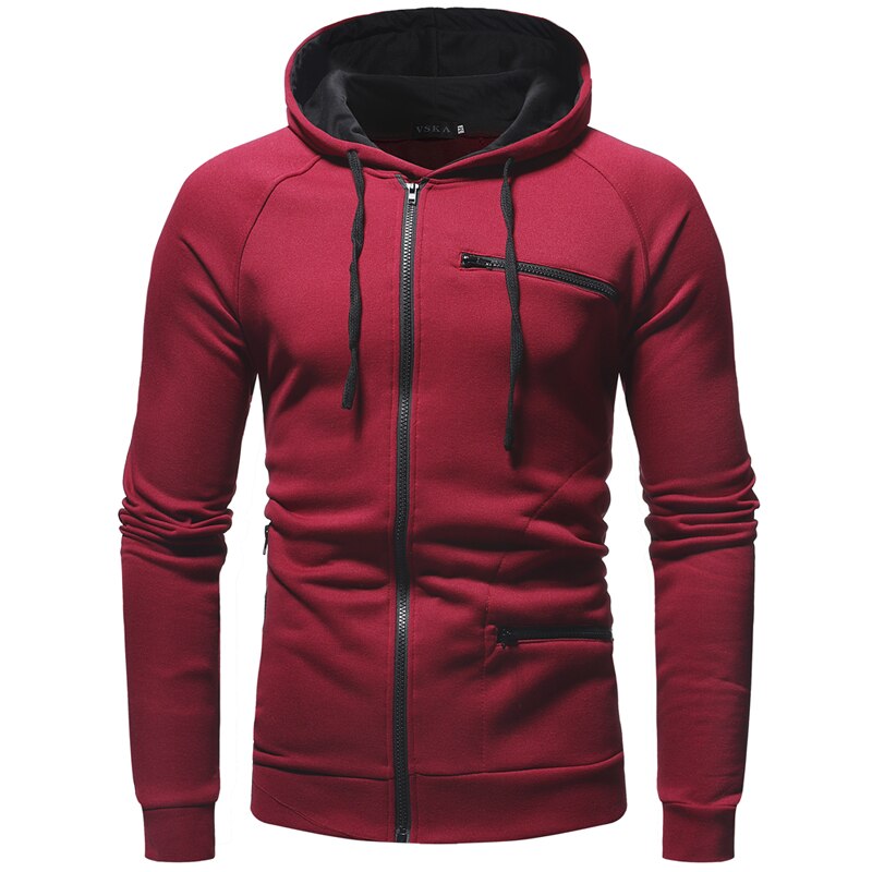 Grijze zip-up hoodie met rode accenten, ontworpen voor moderne mannen, perfect voor casual en sportieve outfits.






