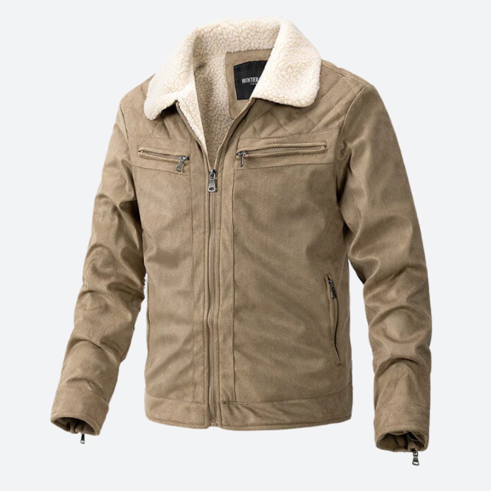 Sherpa herenjas van suède met warme voering, ideaal voor herfst en winter, stijlvolle en comfortabele jas voor mannen.