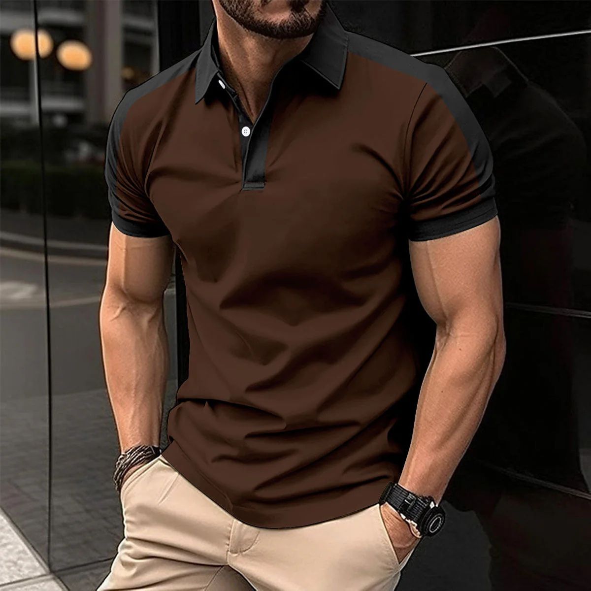 Modieus en comfortabel poloshirt met contrasterend design, perfect voor casual en zomerse outfits.