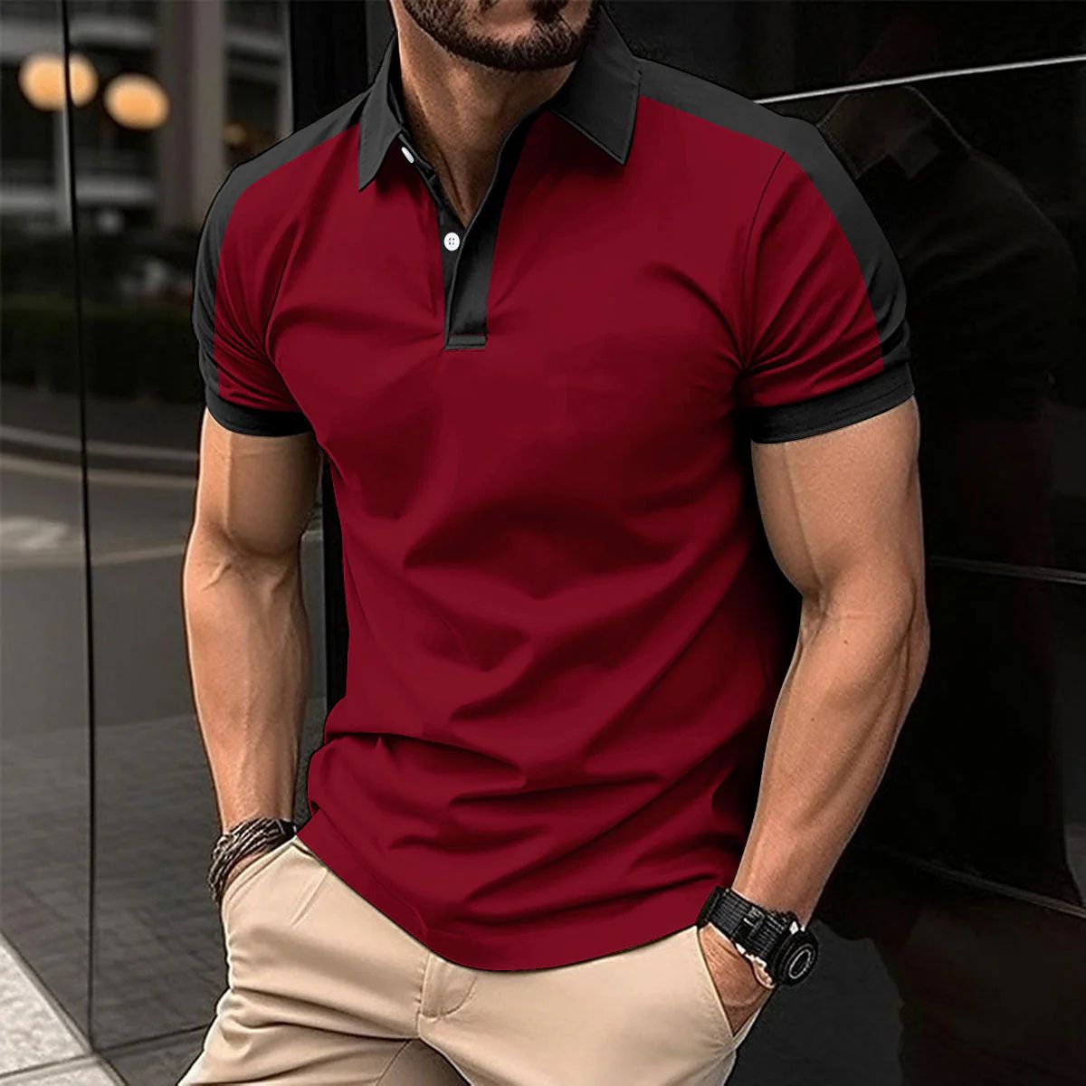 Modieus en comfortabel poloshirt met contrasterend design, perfect voor casual en zomerse outfits.