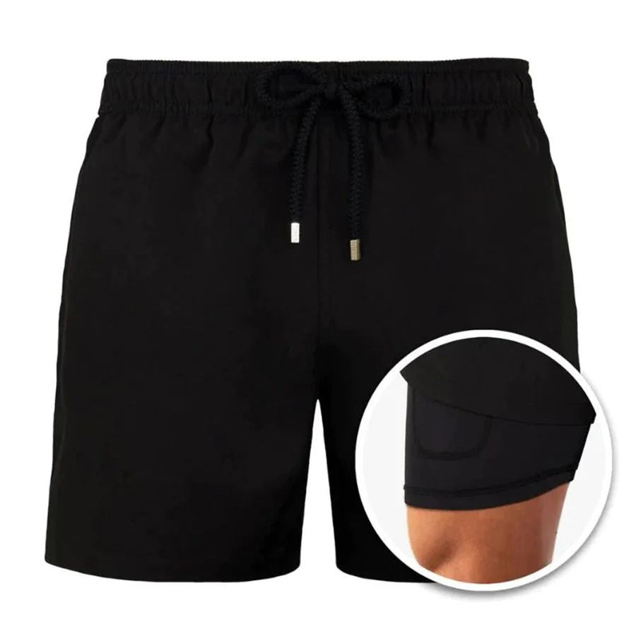 Trendy zwemshorts voor heren met tropisch bladmotief, perfect voor zomerse strand- en wateractiviteiten.