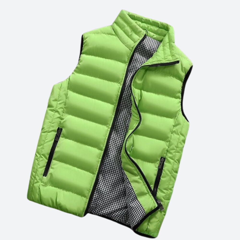 Stijlvolle waterdichte bodywarmer voor mannen, ideaal voor herfst- en winterdagen, biedt comfort en bescherming tegen nat weer.