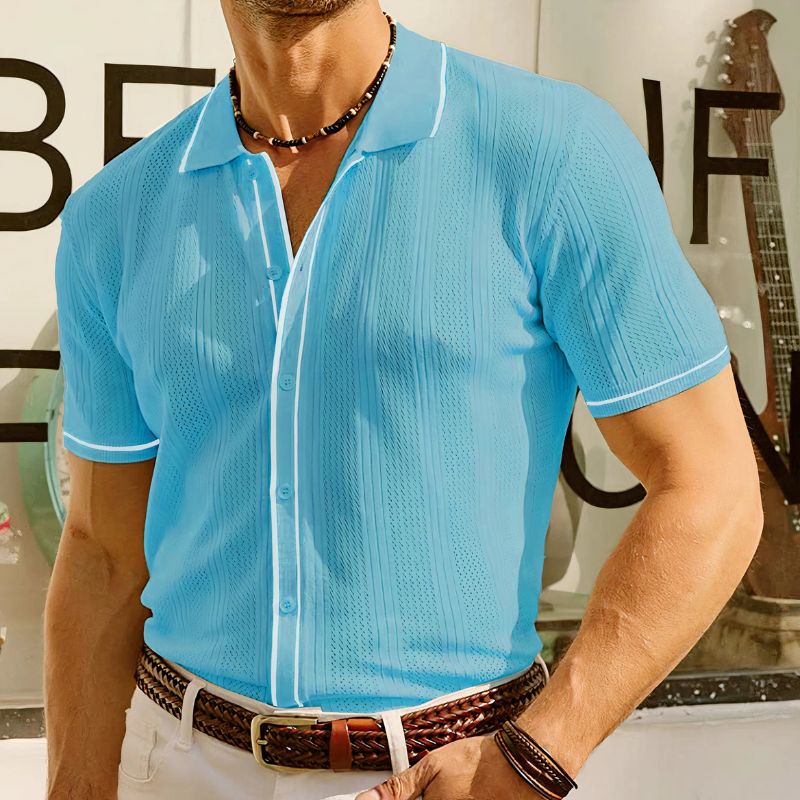 Stijlvolle en ademende ijszijde zomerpolo voor heren, ideaal voor warme dagen en casual chique outfits.