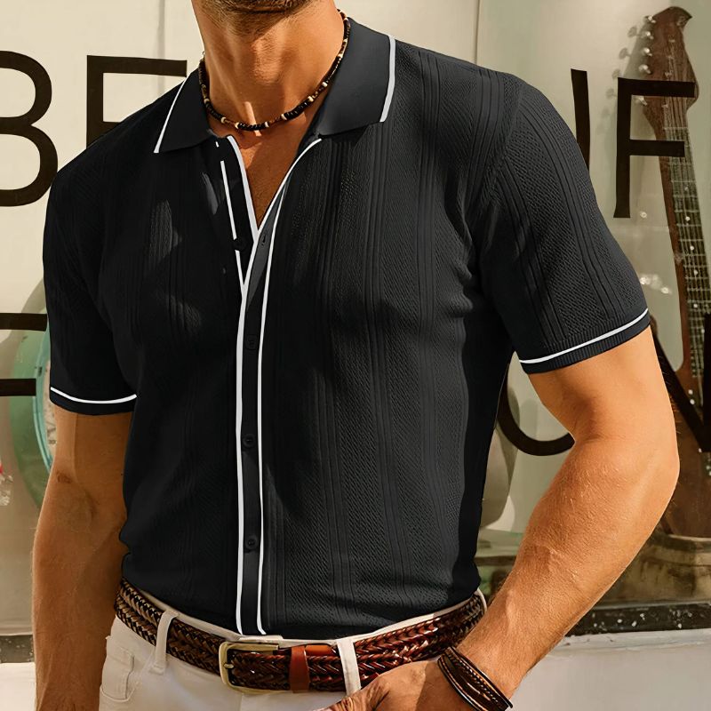 Stijlvolle en ademende ijszijde zomerpolo voor heren, ideaal voor warme dagen en casual chique outfits.