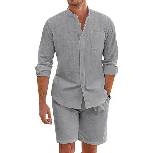 Modieus heren zomerset met luchtig overhemd en comfortabele shorts, ideaal voor casual en chique gelegenheden.